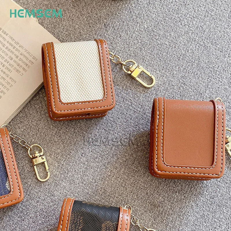 

Brand Square Mini Bag Leather Metal Chain Earphone Case For AirPods Por Air Pods2 iPods 3 Cover Phone Accessories Headphone Bag