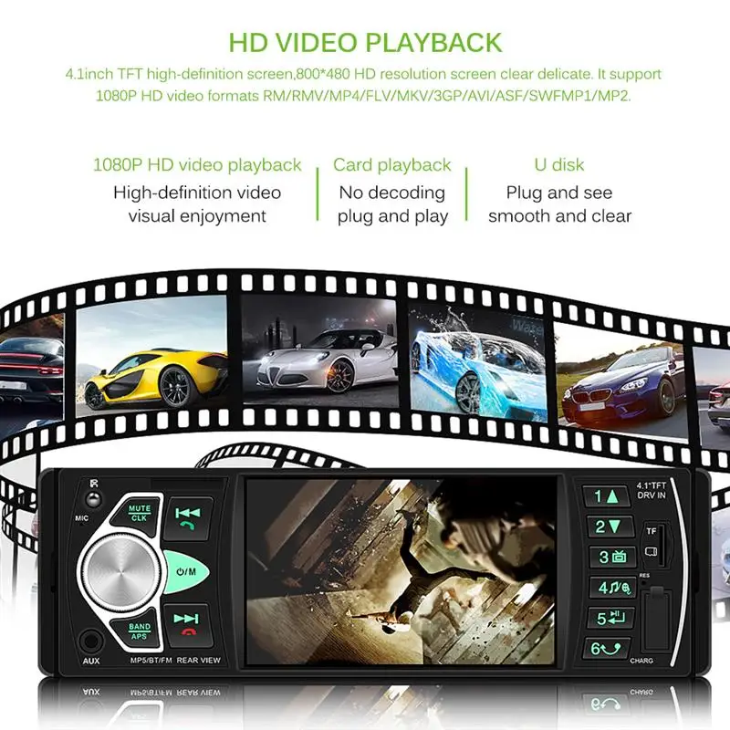 4 дюймовый TFT HD большой экран заднего вида Bluetooth Автомобильный плеер с поддержкой