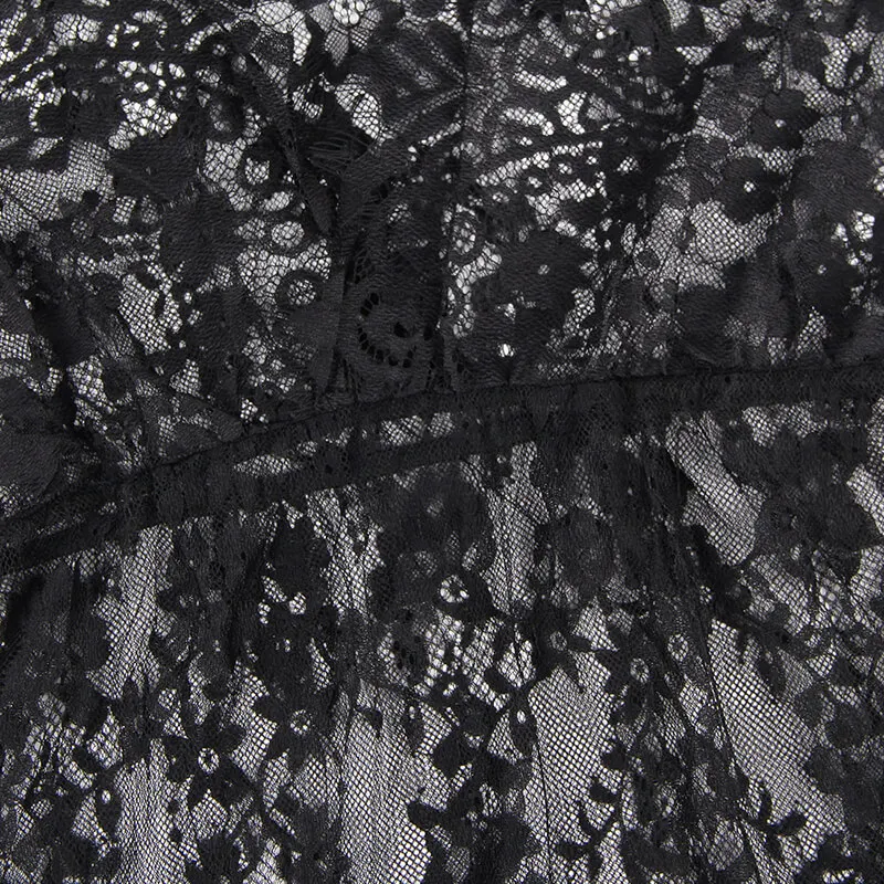 Кружевное Эротическое длинное нижнее белье Ночная рубашка с V-образным вырезом