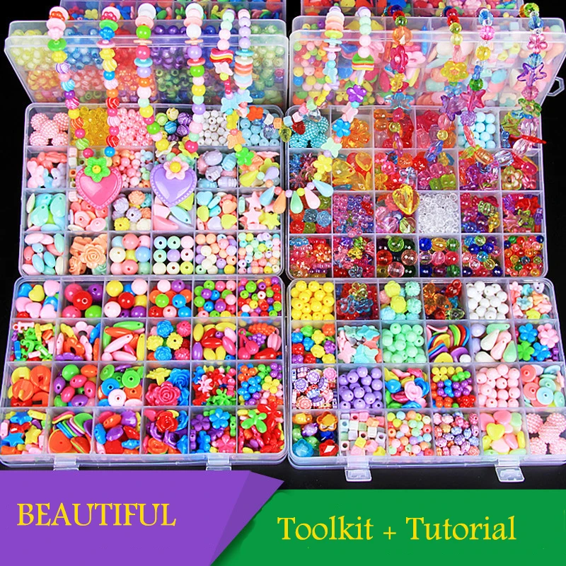 

24 Grid DIY Handmade Beads Toys For Children With Accessory Set Girl Weaving Bracelet Jewelry Making Toys Creative Children Gift
