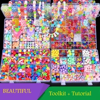 24 grid diy handmade beads toys for children with accessory set girl weaving bracelet jewelry making toys creative children gift