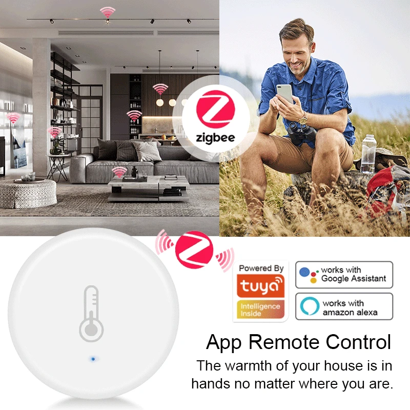 Смарт-датчик температуры и влажности AUBESS Tuya Smart ZigBee 3 0 с поддержкой приложения Life