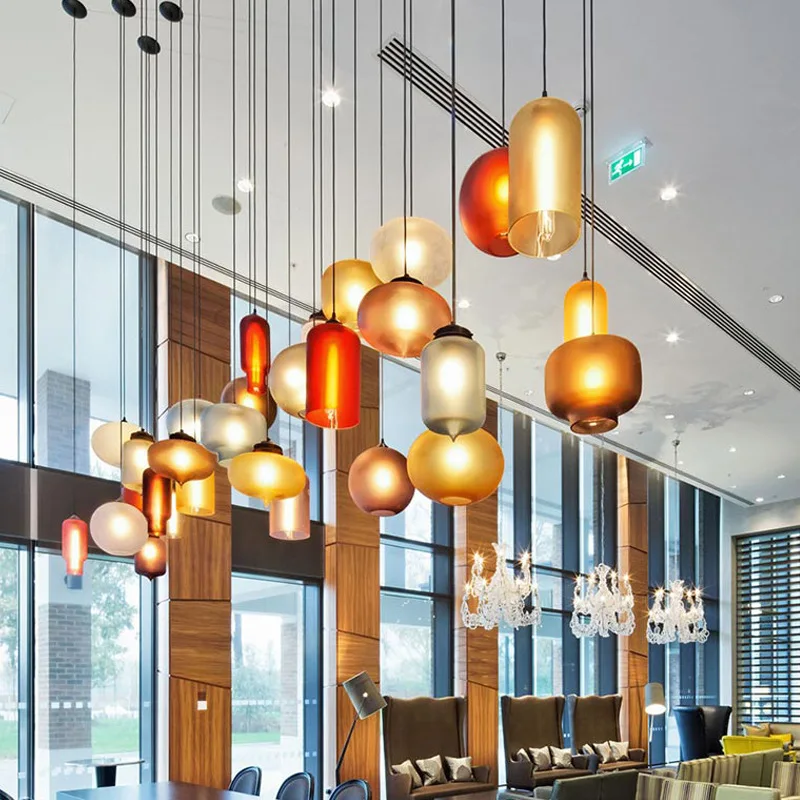 Красочные стеклянные подвесные светильники 7 цветов выбор подвесной светильник