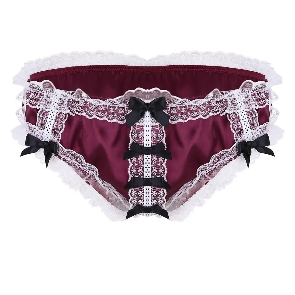 Мужские трусики с оборками кружевное атласное нижнее белье низкой посадкой |