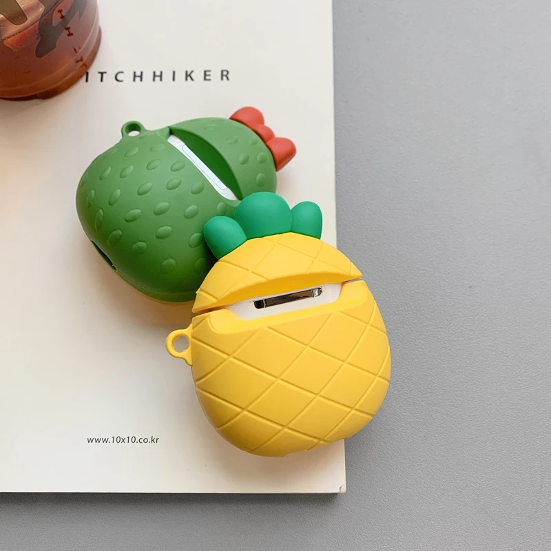 Силиконовый чехол для наушников Apple гарнитура Airpods с изображением фруктов