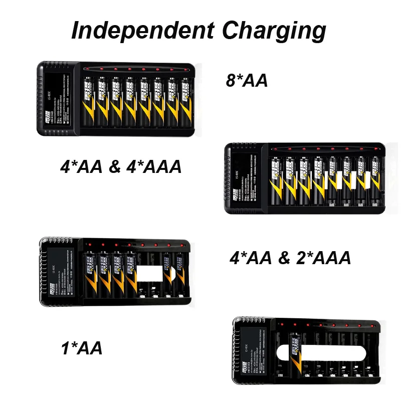 Leise 8 слотов зарядное устройство для аккумуляторов AA AAA Ni-CD Ni-MH 2a 3a аккумуляторная батарея Быстрая зарядка указывающий светильник
