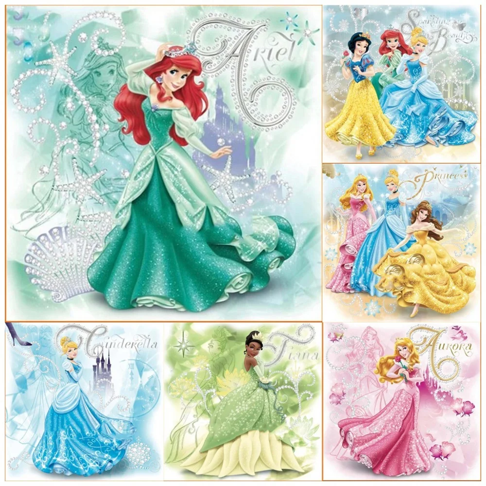 

DIY 5D Diamond Painting Diamond Embroidery Cross Stitch Kits Full Round Drill Diamond Mosaic Home Decor Disney Cartoon Princess