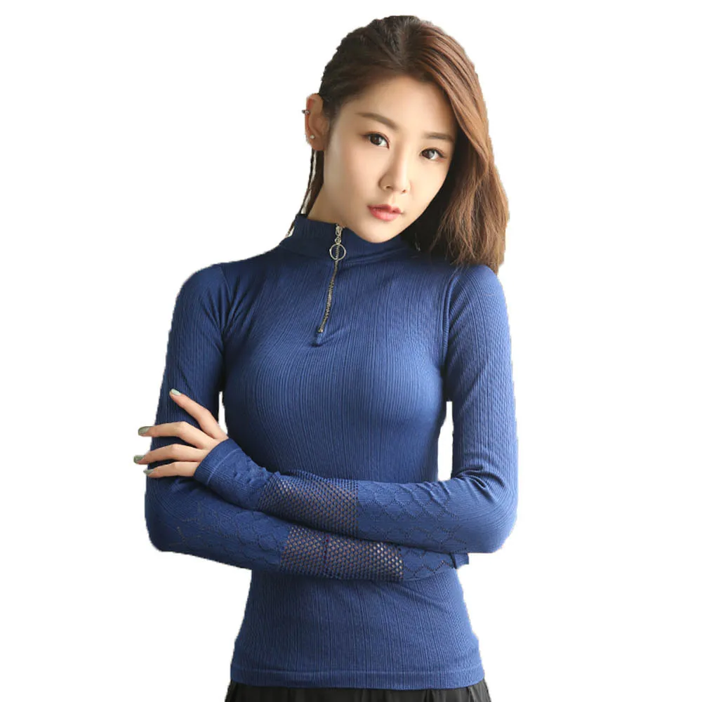 Женские спортивные топы с длинным рукавом для бега сетчатые тренировок фитнеса