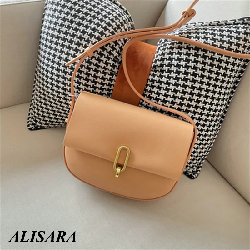 

Bag niche spring leather female bag messenger bag female 2021 new wave design semicircular saddle bag