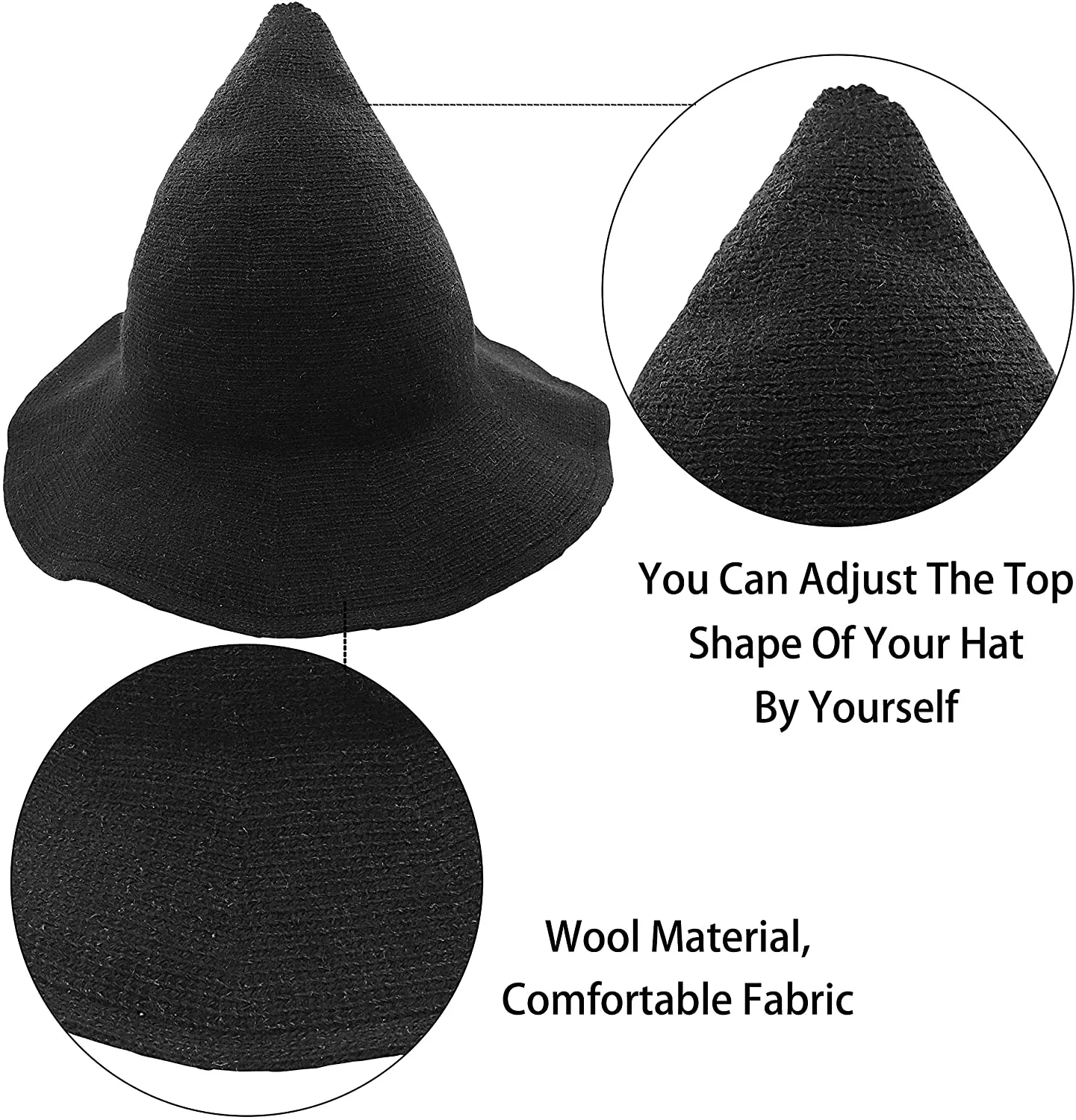 Новинка 2021 лидер продаж Женская Современная шерстяная шляпа ведьмы складной