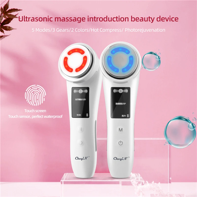

EMS Face Lifting Massager LED Photon Skin Rejuvenation Hot Compress Wrinkle Remover Anti Age Facial Firming Ultrasonic Skin Care