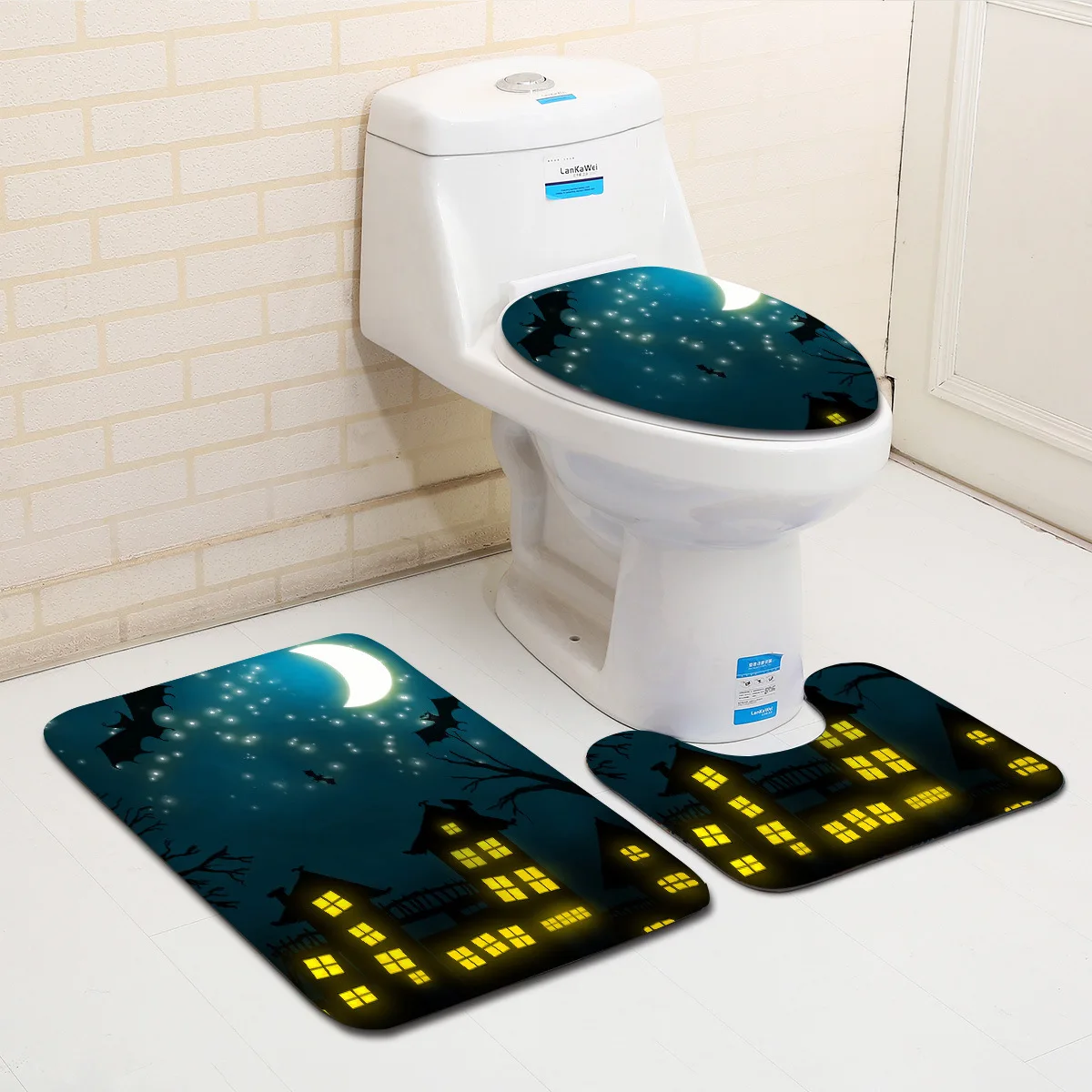 Zeegle Хэллоуин 3 шт. Набор ковриков для ванной фланелевый нескользящий коврик