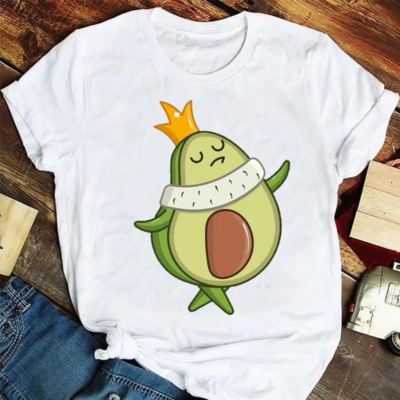 

Women Fashion Cartoon Avocado Fruit Short Sleeve Summer Fashion Tshirts Clothes Graphic T Top Lady Print Female Tee T-Shirt