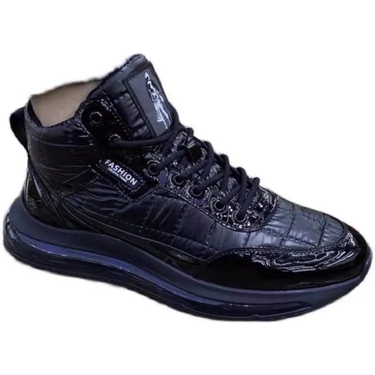 

Men's Shoes Winter New Fashion Business Board Shoes down Cloth Shoes Waterproof Leisure Construction Site Leather Shoes Black