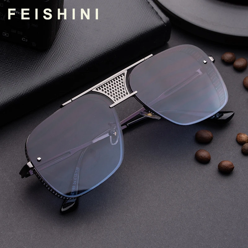 

FEISHINI Brown Gradient Men Sunglasses Women Brand Retro Colorful Celebrity Sun glasses Man Fashion Goggle Eyeglasses COOL 2021
