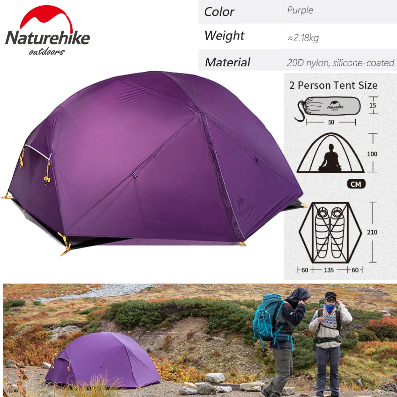 Günstig Mongar 2-3 Person Camping Zelt 15d Nylon Upgrade Doppel Schicht Im Freien Zelt Ultraleicht 1,57 Kg Wasserdichte Reise Wandern