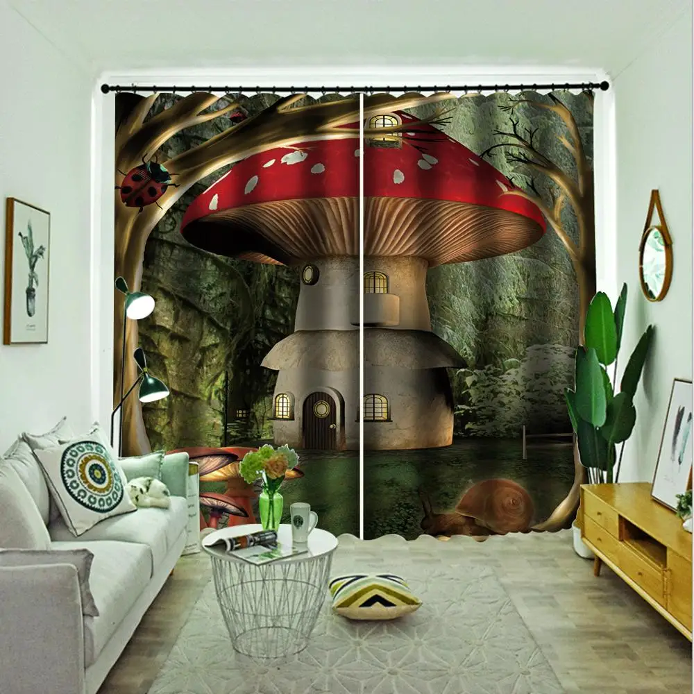 

Window Home Decor Curtain Modern 3D Curtains For Living Room Bedroom cartoon mushroom Kids Room Curtain Drapes