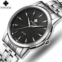 wwoor 2021 new mens watches quartz casual business black stainless steel square mens watch top brand luxury watch reloj hombre