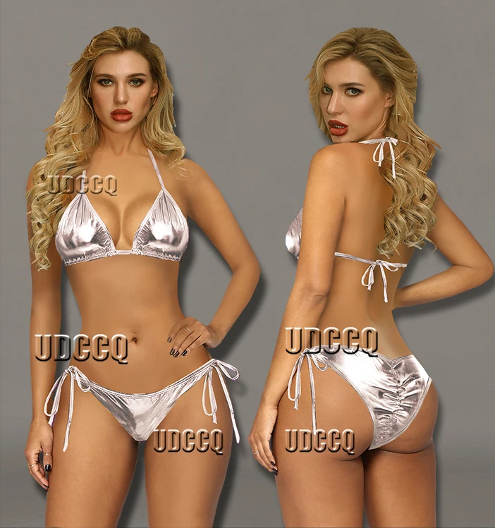 Соблазнительное блестящее нижнее белье из ПВХ и искусственной кожи комбинация