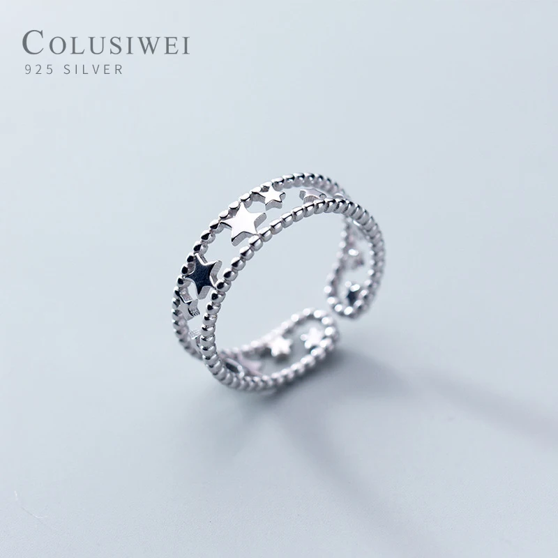 

Colusiwei Double Layer Star Light Beads Adjustable Finger Ring for Women Korean Style 925 Sterling Silver Fashion Jewelry 2020 M