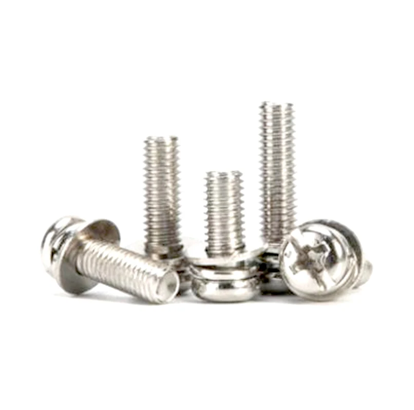 Винт с круглой головкой и шайбой набор из стали никелевым покрытием M2 M2.5 M3 M4