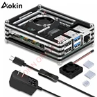 Чехол Aokin для Raspberry Pi 4, 9 слоев, акриловая коробка, чехол с охлаждающим вентилятором для Raspberry Pi 4, 3, Модель B, 3B Plus, чехол