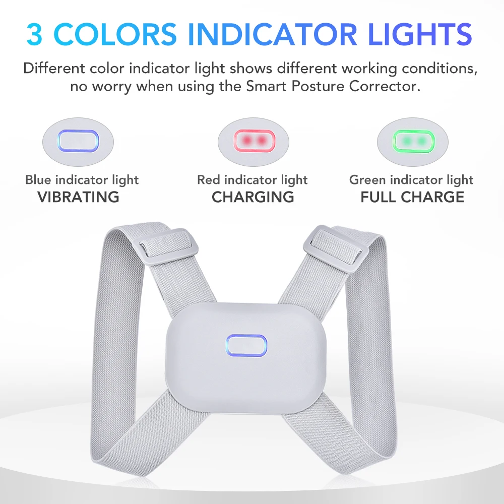 

Smart Intelligent Vibration Posture Corrector Adjustable Back Posture Brace Trainer Pain Relief Upper Back Brace Health Care