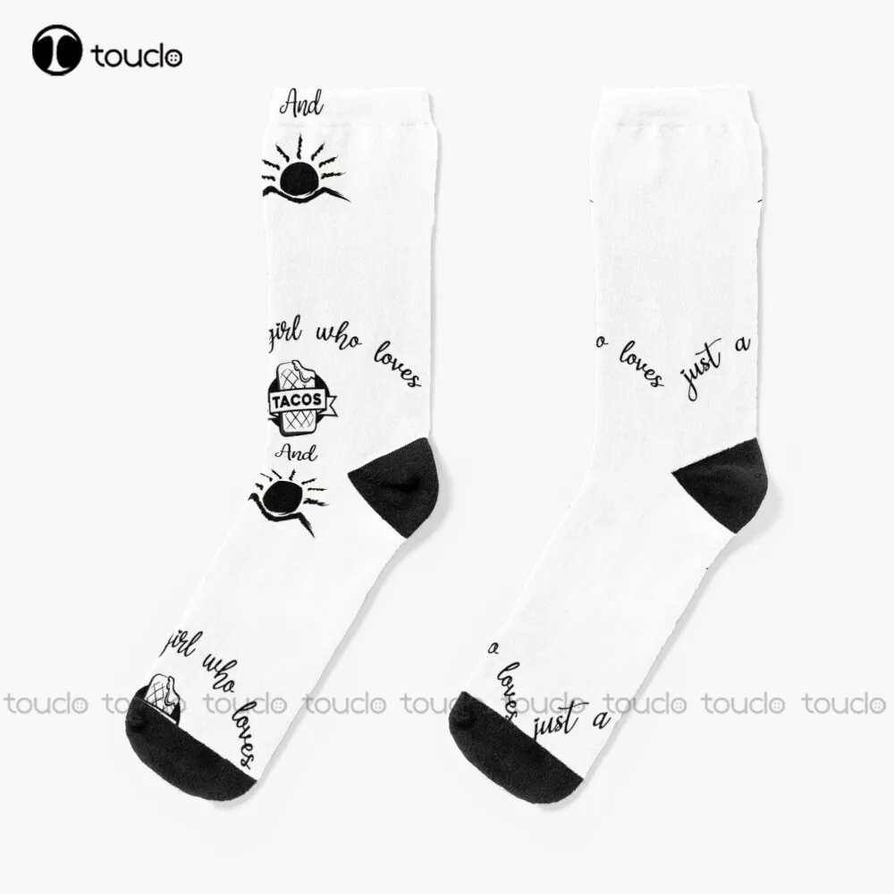 

New Just A Girl Who Loves Sunshine And Tacos Socks Cotton Socks For Men Personalized Custom Unisex Adult Socks Teen Socks