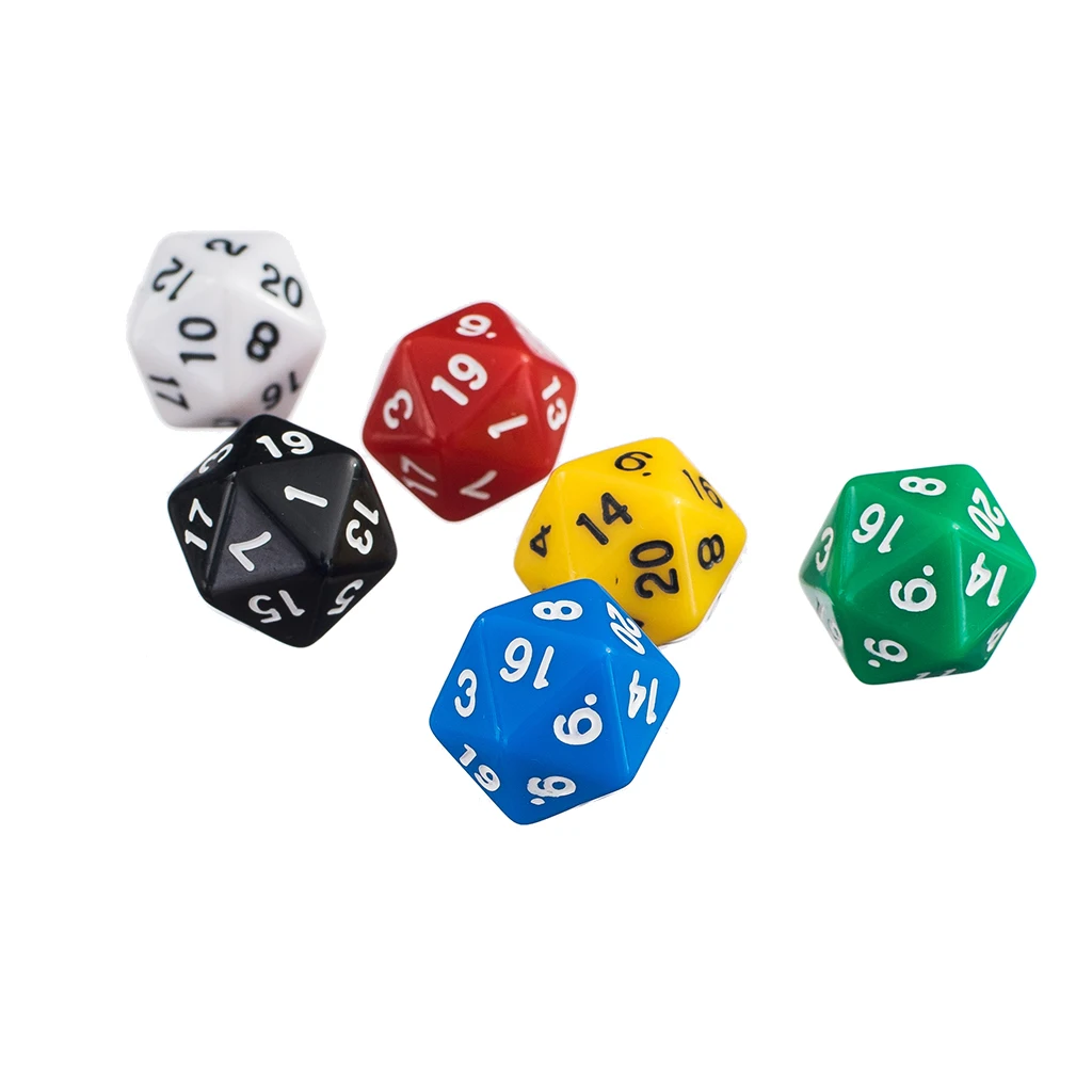 

6 Pcs D20 Role Play Games Dices RPG D&D Traditonal Board Game Dices 6 Colors