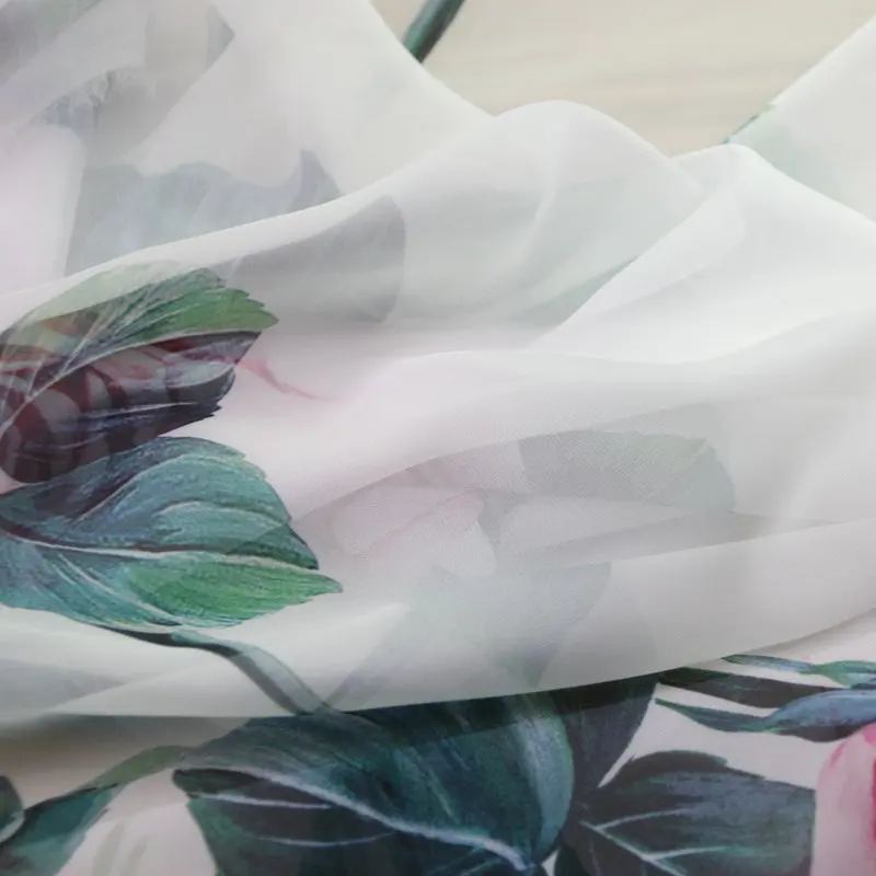 Белая роза цветы Печать полиэстер шифон и стрейч атласная ткань для платья DIY