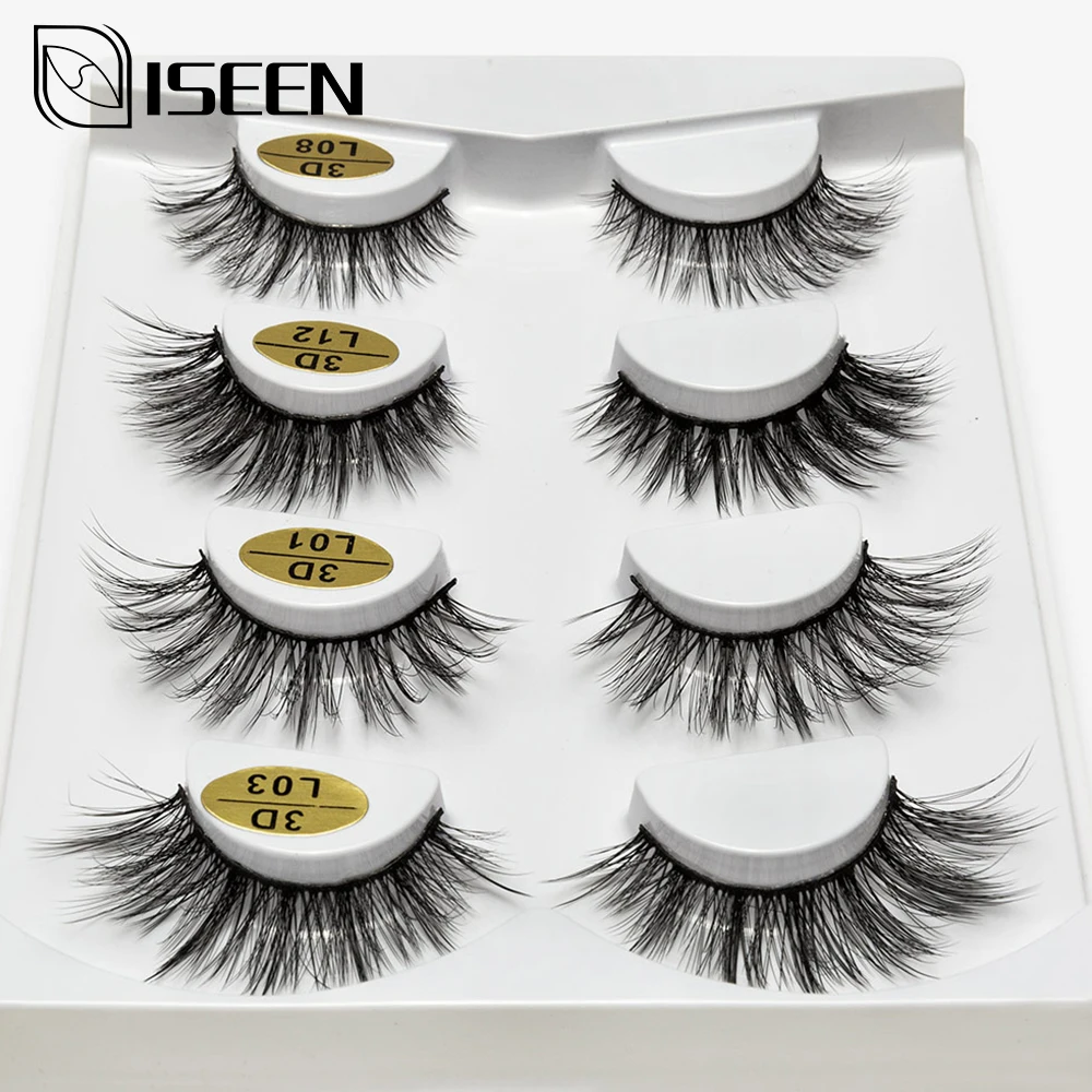 4 пары натуральные накладные Искусственные ресницы длинный макияж 3d норковые для