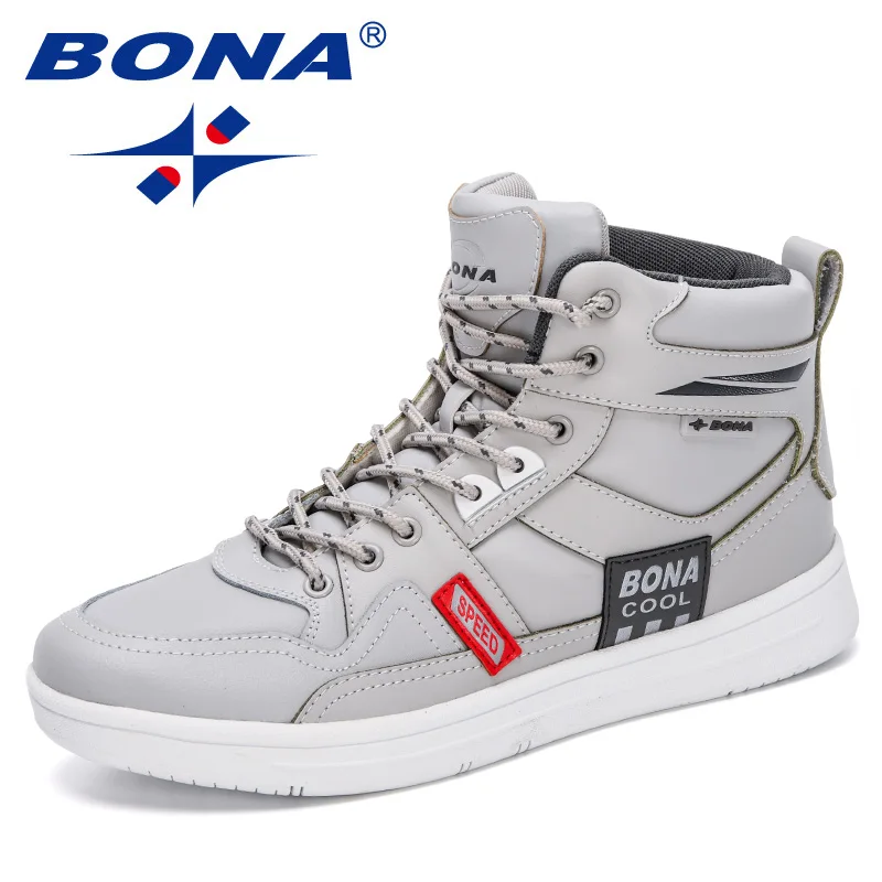 BONA 2020 New Designers Skateboarding Shoes Men High Top Sneakers Sports Shoes Walking Shoes Man Street Shoes Jogging Footwear