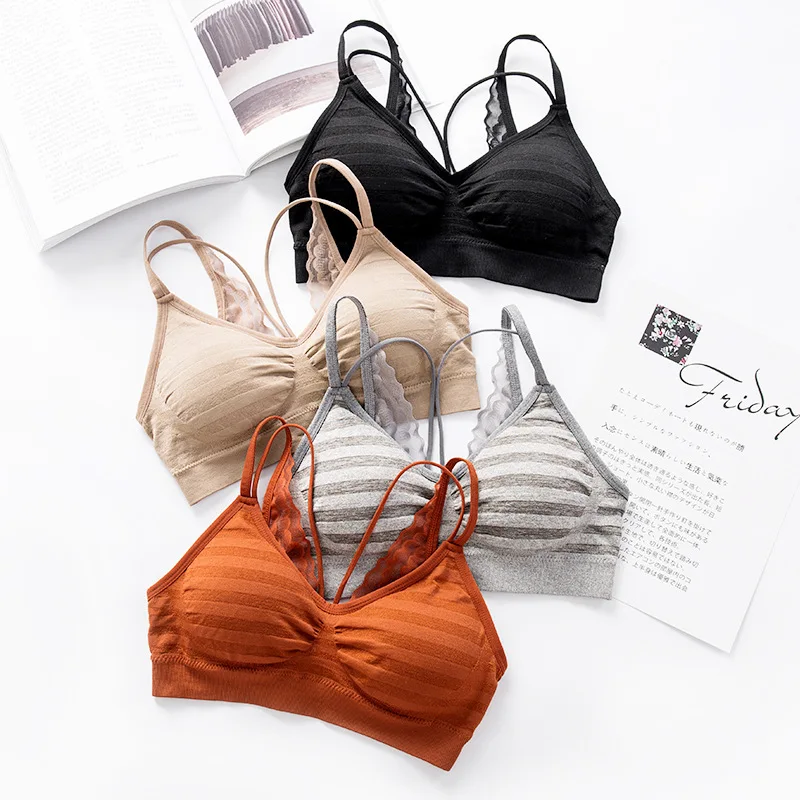 Бюстгальтер женский кружевной без косточек пикантное нижнее белье с чашками пуш