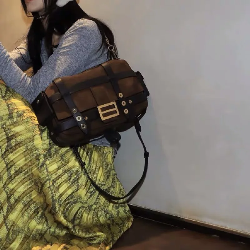 Женская Замшевая сумка-багет с карманом брендовая дизайнерская сумка через