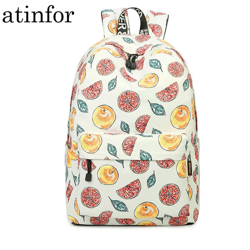 Бренд atinfor водонепроницаемый с фруктовым принтом повседневные женские рюкзаки