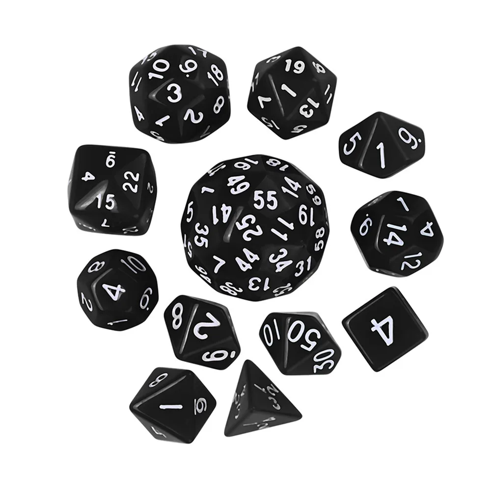 Черный 12 шт многогранные игральные кости для игры многогранные D60 многогранные акриловые цифровые игральные кости Развлекательное Оборудование# 2N - Цвет: Черный