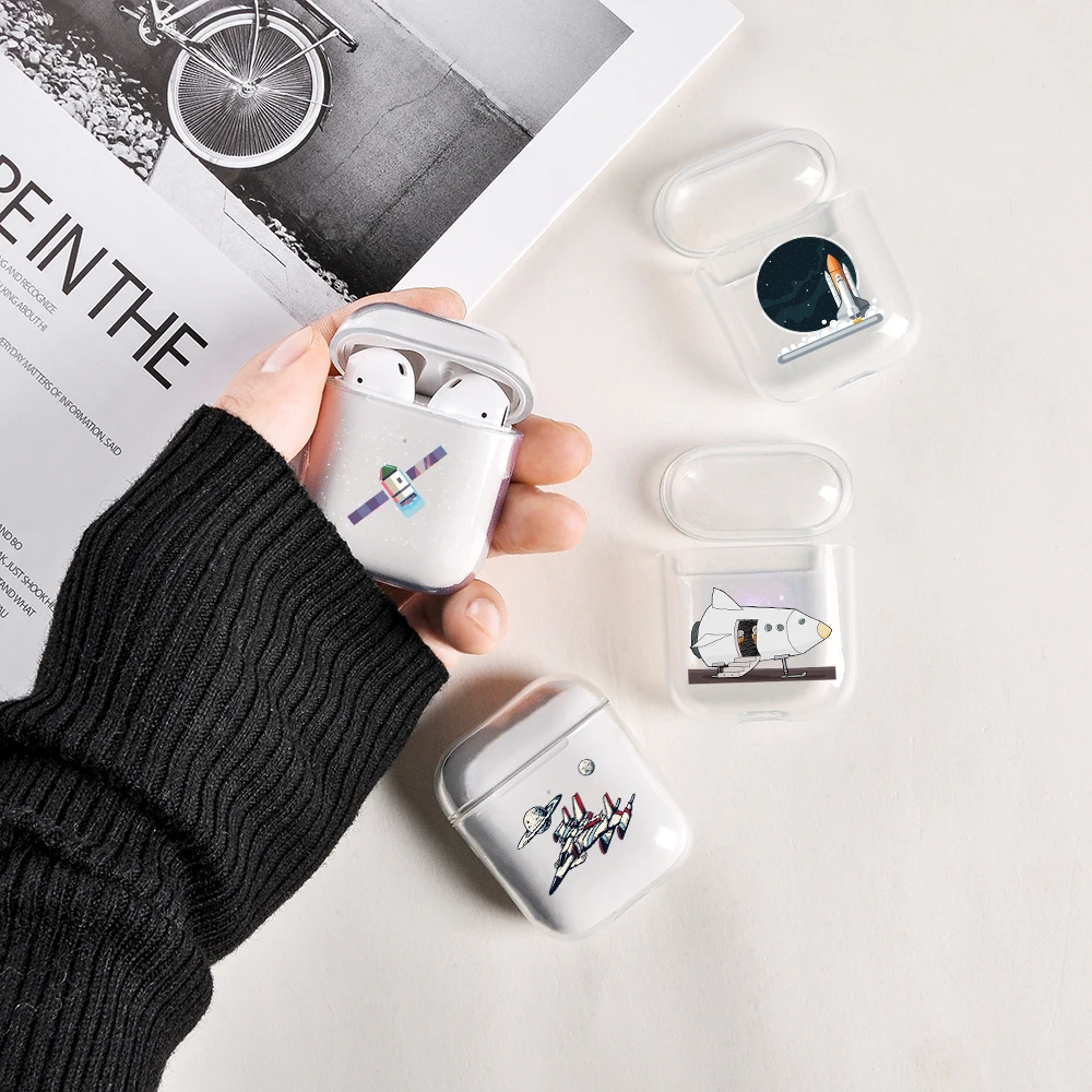 Прозрачный милый мультяшный чехол для AirPods накладка Apple зарядки кожаные