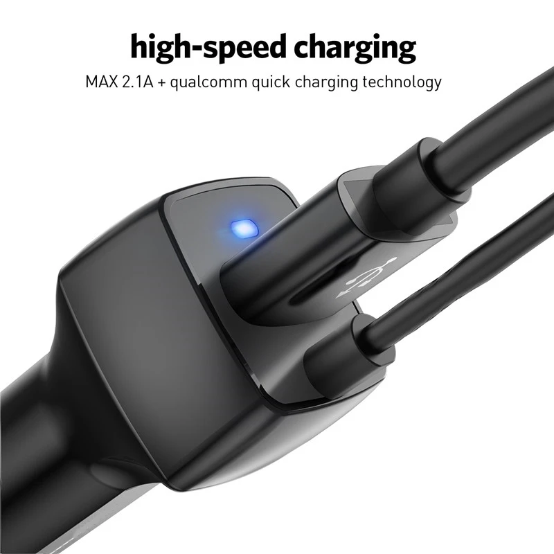 Мини быстрая зарядка для автомобиля с двумя USB-портами для телефона 5V 2.1A Универсальная для Huawei Mate30 Pro P30 Honor 20 V30 on.