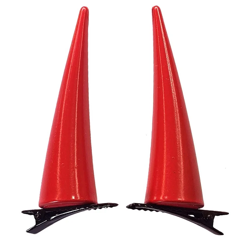 

2pcs/set Chainsaw Man Power Horn Shaped Hairpin Evil Demon Red Hair Ornaments Power Cosplay Props Height 8cm