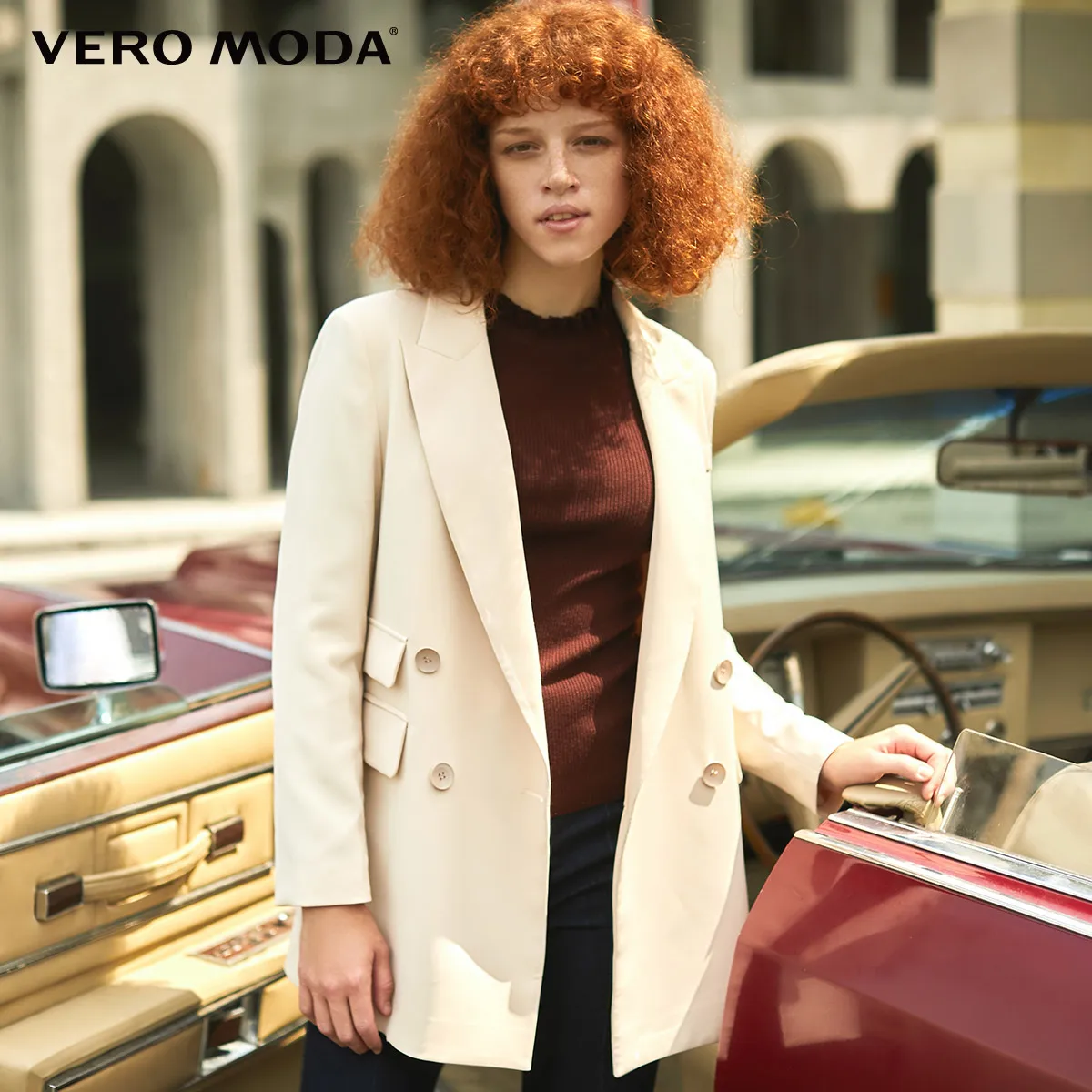 Женский двубортный пиджак с отложным воротником Vero Moda в стиле Ins 319308590|Женские