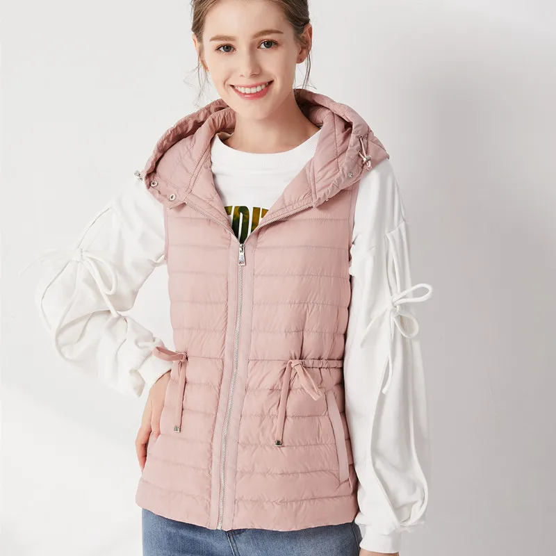 Женский жилет на белом утином пуху ульсветильник куртка осень и зиму с круглым