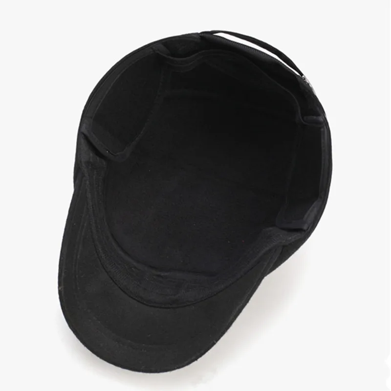 

SILOQIN Men's Flat Cap New Winter Thermal Fashion Military Hats Adjustable Head Size Thicken Earmuffs Leisure Brands Dad's Hat