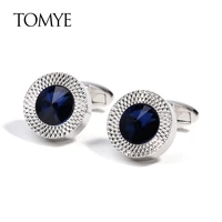 cufflinks for men tomye xk18s393 luxury silver color blue satellite stone high quaility french shirts cuff links wedding gifts