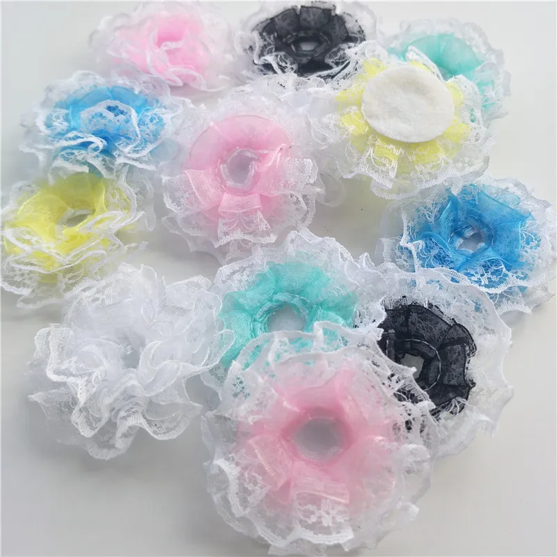 

36pcs 6.5cm Mix color lace flower patch applique for Girls hair accessories,DIY Kid patches for Clothing Craft Sticker