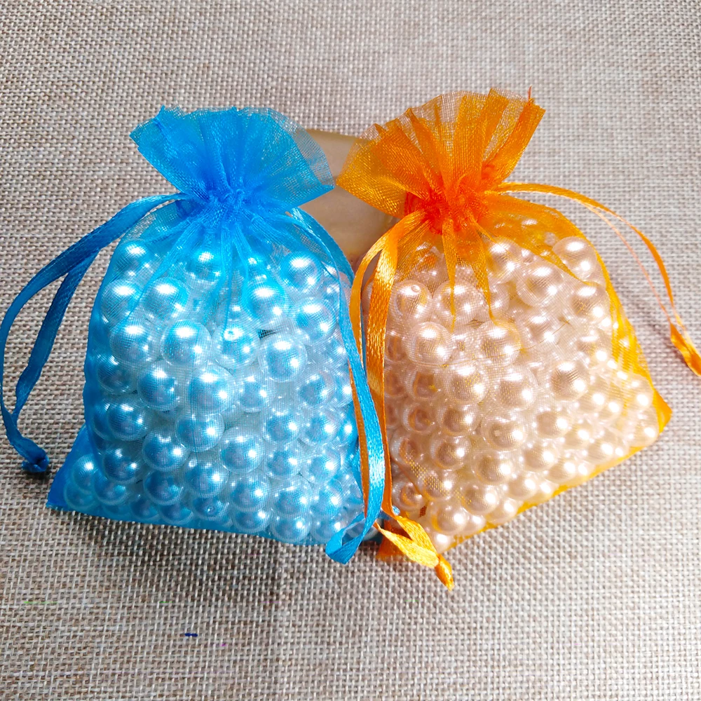 50 шт./лот, 5x7x9, 9x12, 10x15 см, сумки из органзы для упаковки ювелирных изделий, сумки для украшения свадебной вечеринки, сумки для подарков, 24 цвета