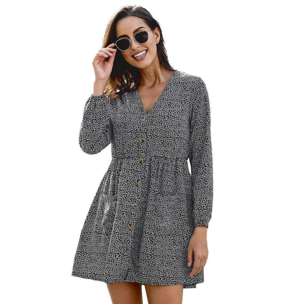 Европа и США осень зима платье женская новая Большая печать повседневная юбка