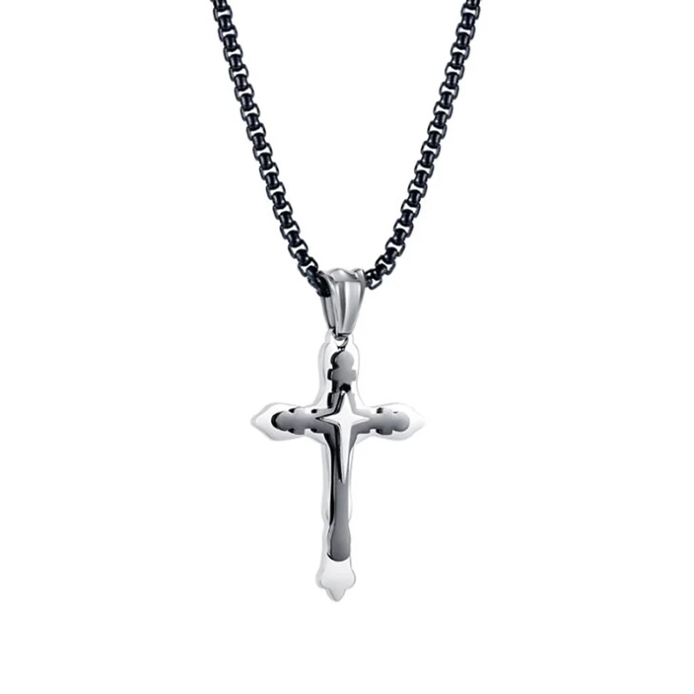 

Мужской кулон крест Иисуса из нержавеющей стали в стиле панк-рок, ожерелье в стиле хип-хоп, Подарочная бижутерия с цепочкой