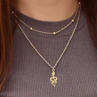 2021 punk snake pendant necklace golden silver color unquie men women neck jewelry statement pouplar necklace wholesale