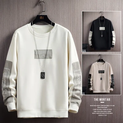 

Autumn Men Casual Sweatshirts Harajuku Printed Men Long Sleeve Hoodies 2021 Korean Man Loose Pullovers Homme Spring Wearing