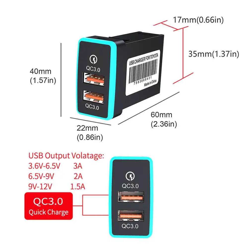 CHELINK двойной Переходник USB для зарядки в машине с светодиодный быстрая